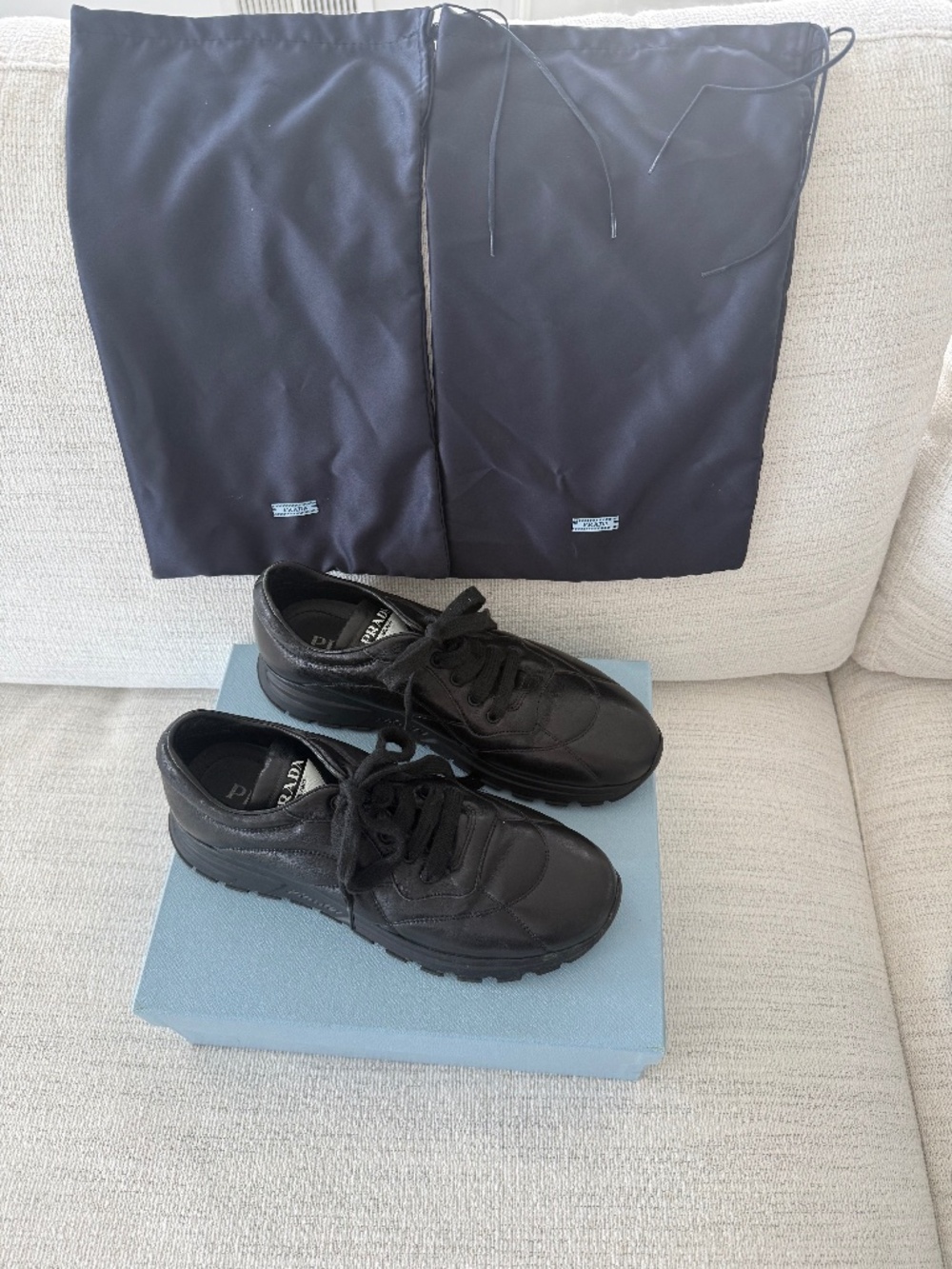 Prada, black sneakers, size 40